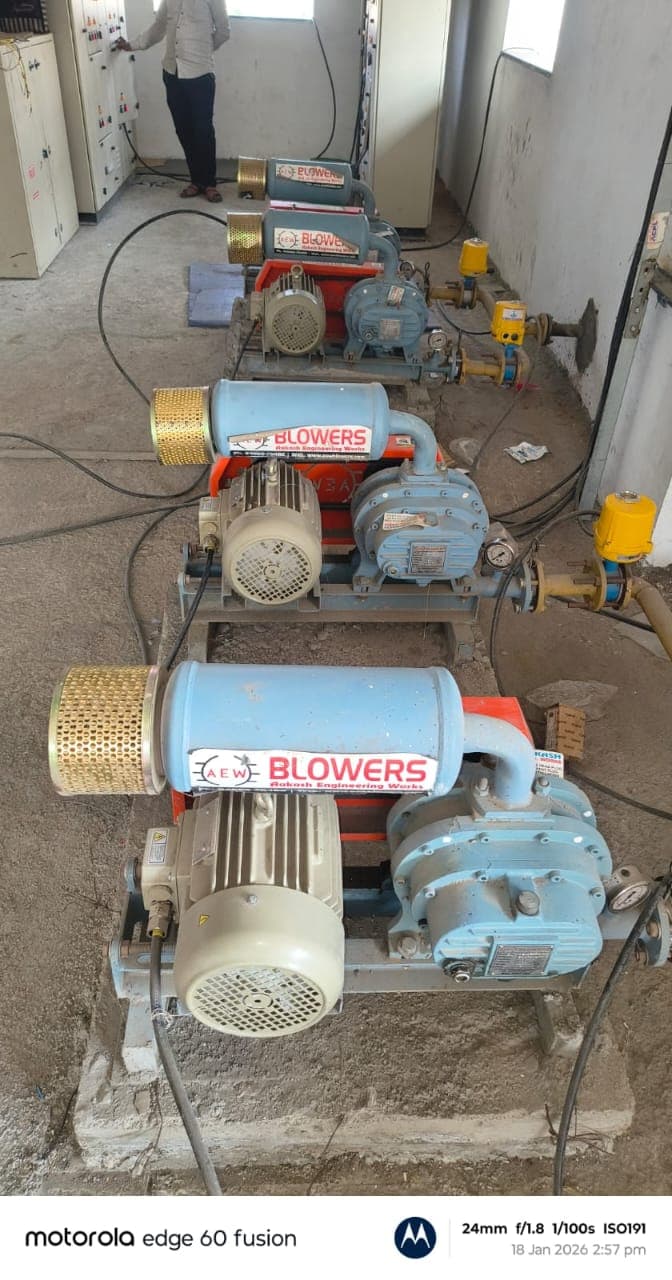 Triple AEW root blower installation at STP plant